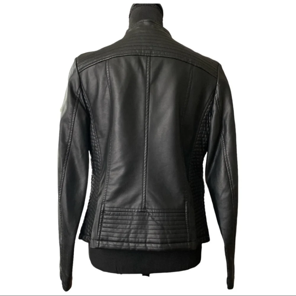 Alfani Faux Leather Moto Jacket, Size S - Picture 2 of 5